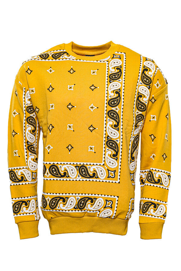 Pull Col Rond à Motifs Jaune - Wessi