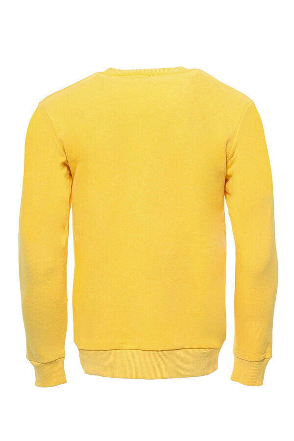 Yellow Plain Circle Neck Sweatshirt - Wessi